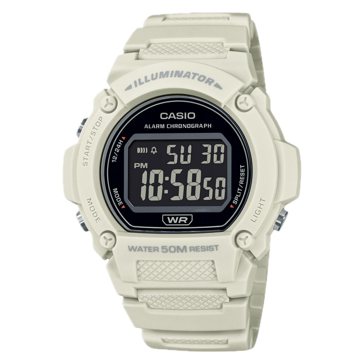 Casio Men Classic White Digital Watch with Black Dial - W-219HC-8BVCF