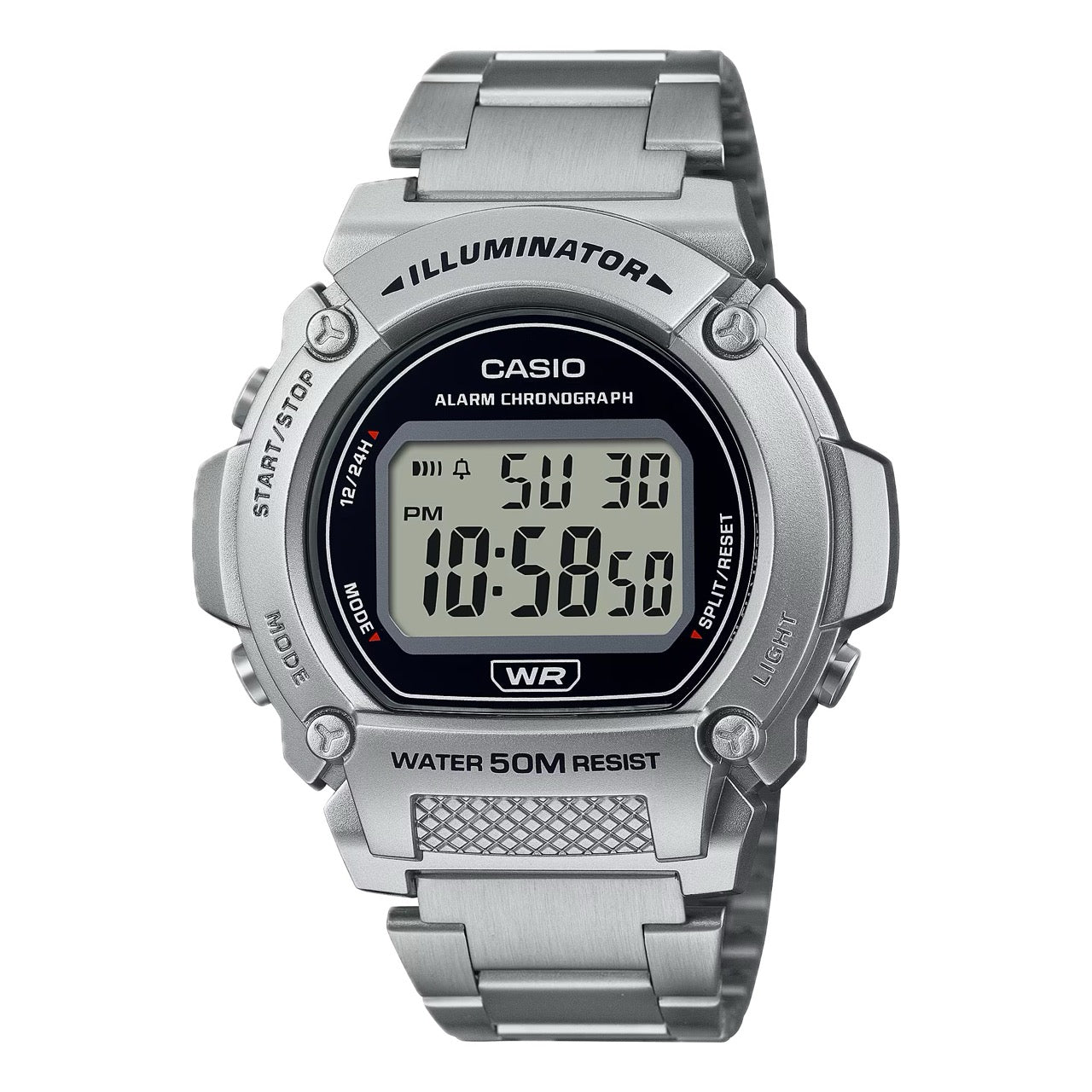 Casio Men Classic Digital Watch with Stainless Steel Band - W-219HD-1AVCF