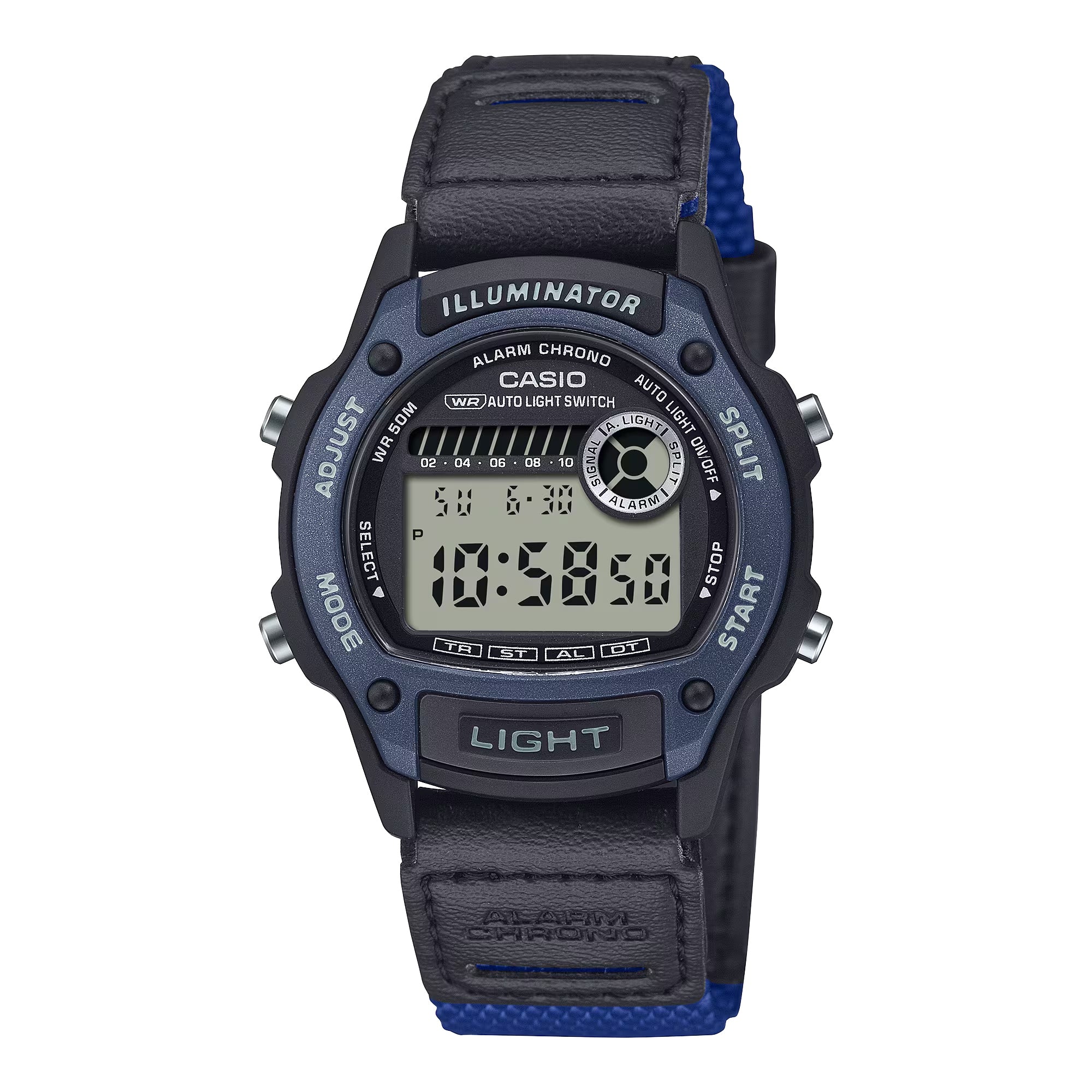 Casio Men Digital Illuminator Watch with Black and Blue Strap - W-220HF-2AVCF