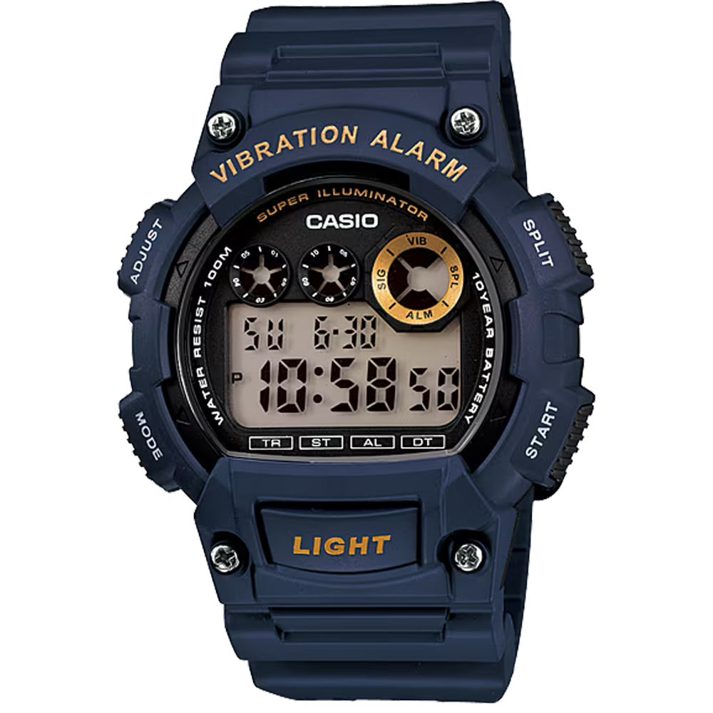 Casio Men Shock-Resistant Digital Sport Watch with Navy Blue Band - W-735H-2AV