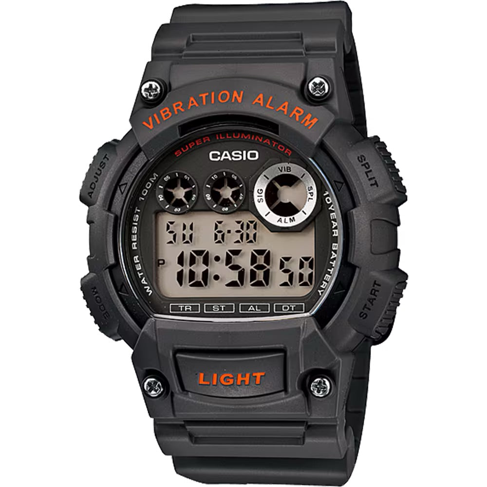 Casio Men Shock-Resistant Digital Sport Watch with Gray Band- W-735H-8AV