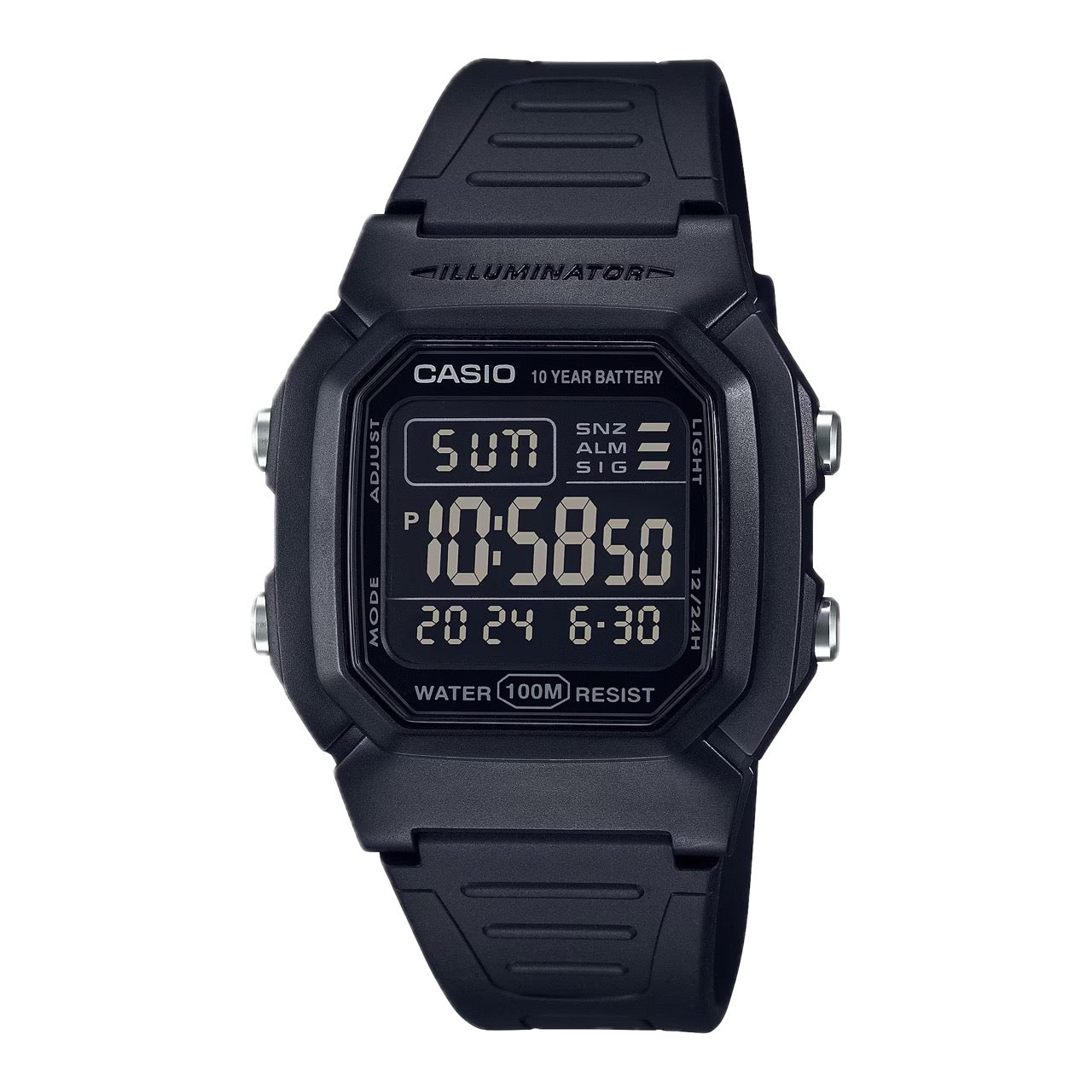Casio Men Water-Resistant Digital Watch with Black Dial - W-800H-1BV