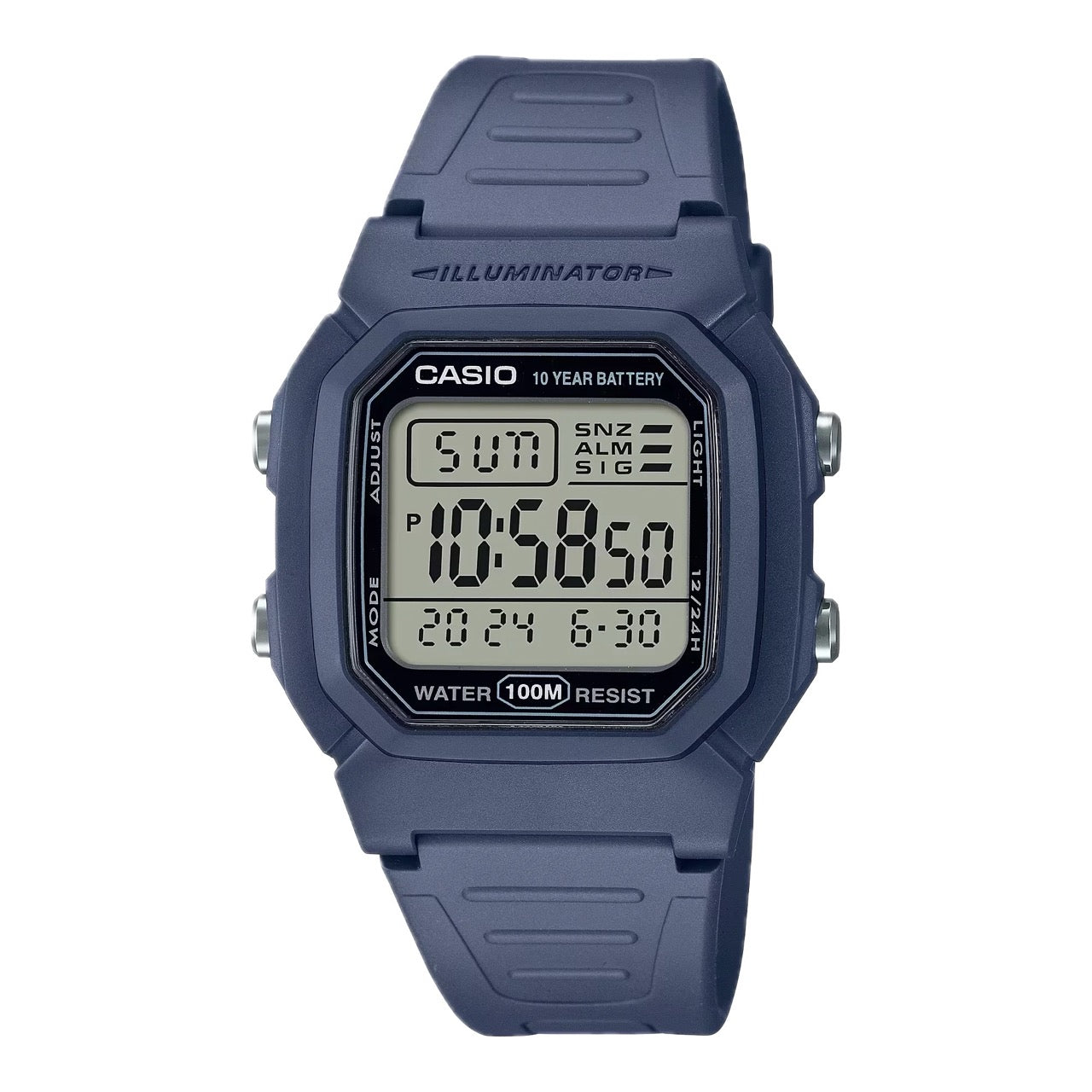 Casio Men Water-Resistant Digital Watch with Blue Strap - W-800H-2AVCF