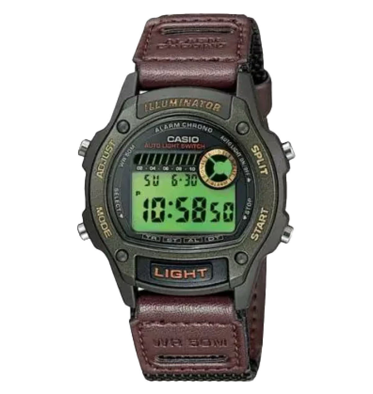 Casio Men Classic Digital Watch with Brown Nylon Band- W-94HF-3AV