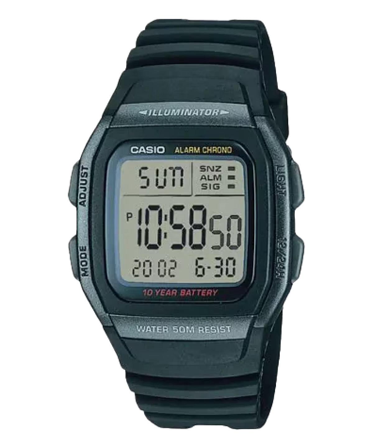 Casio Men Classic Digital Watch with Black Strap  - W-96H-1BV