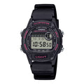 Casio Men Black Digital Watch with Gray Dial and Pink Accents - W-220H-1A2V