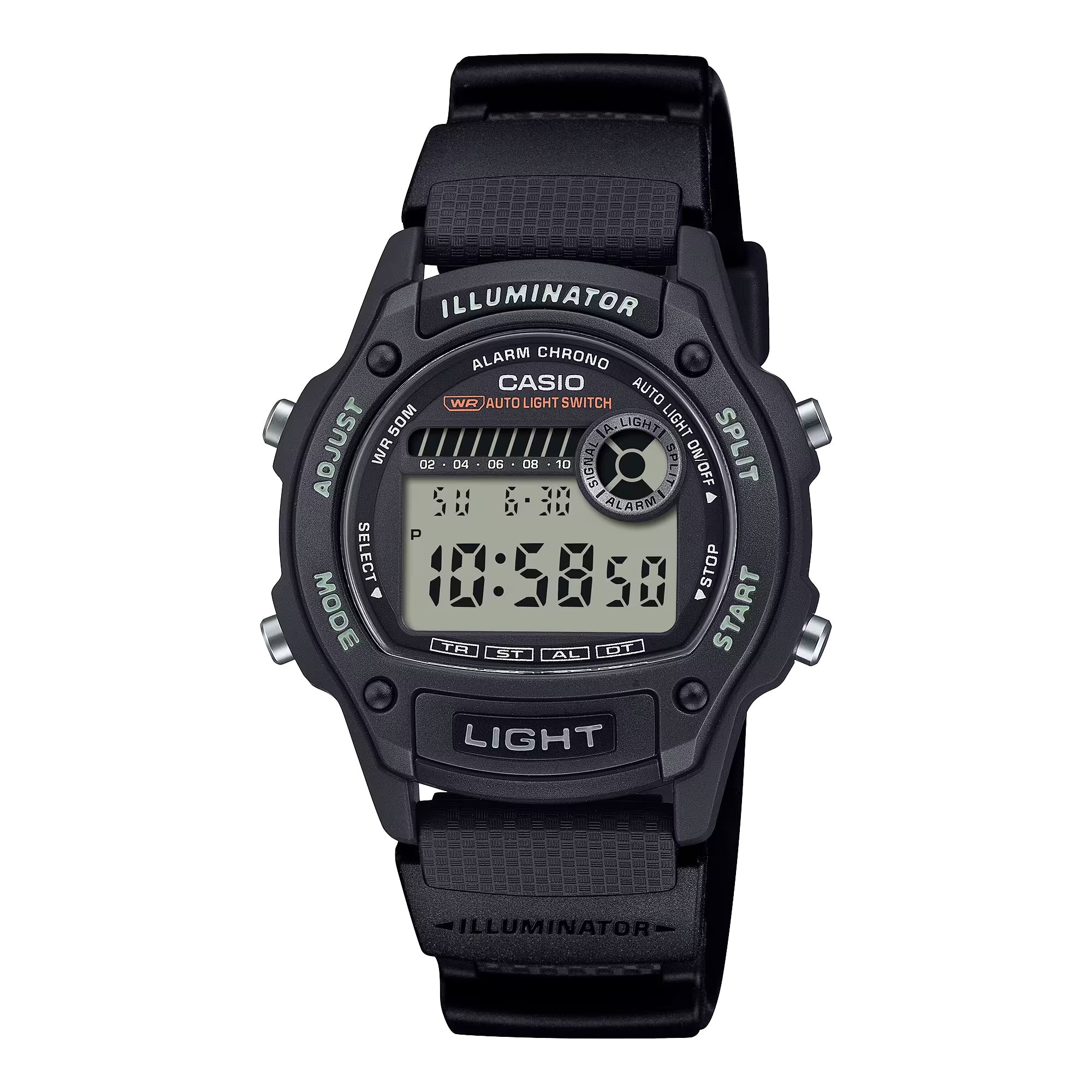 Casio Men Black Digital Watch with Gray Dial- W-220H-1AVCF