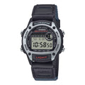 Casio Men Digital Illuminator Chronograph Watch with Black Leather and Gray Cloth Band - W-220HF-8AV