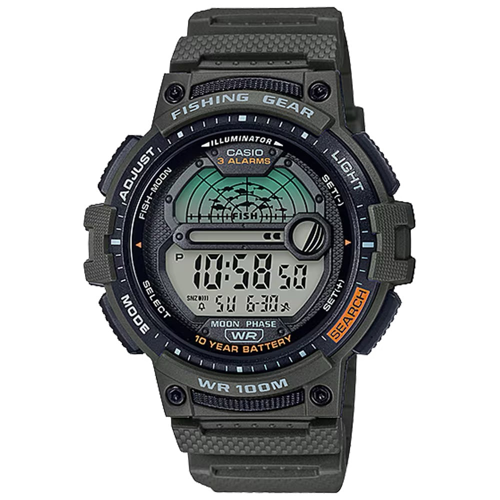 Casio Men Digital Watch with Green Strap- WS-1200H-3AV