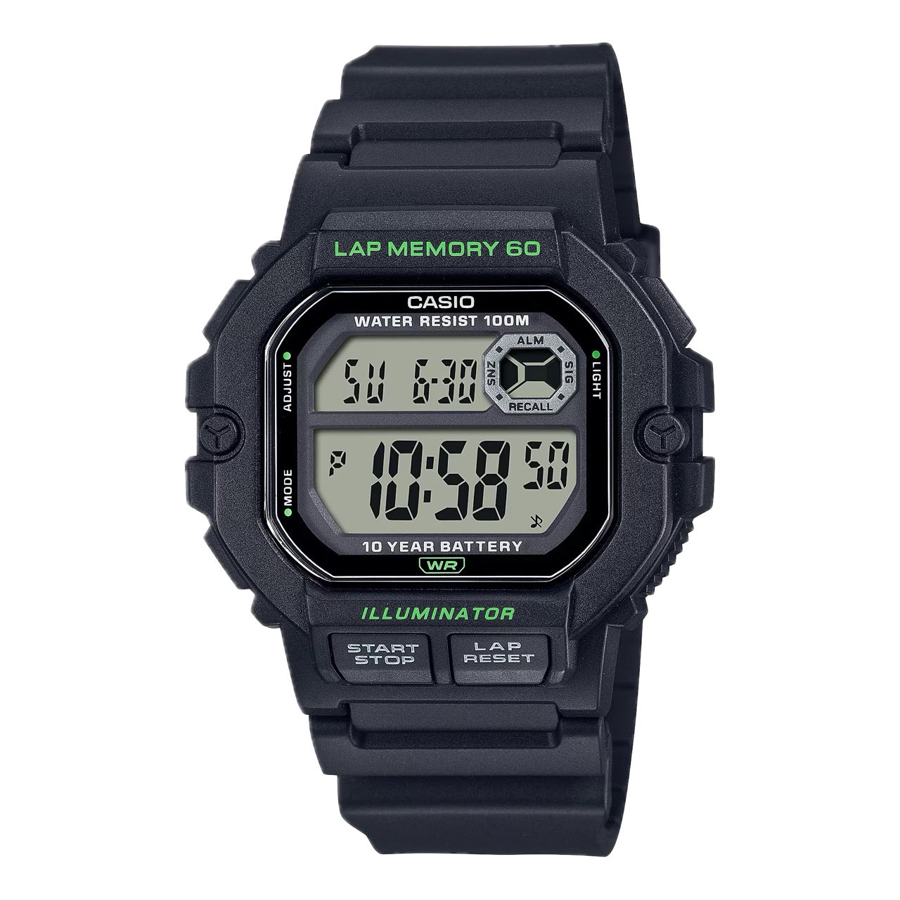 Casio Men Digital Watch with Black Band - WS-1400H-1AVCF
