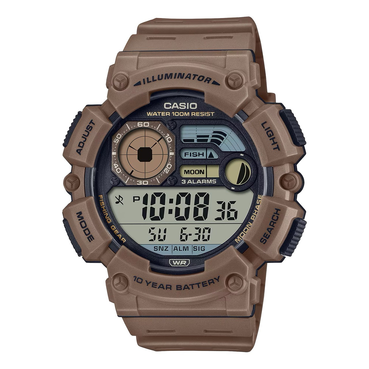 Casio Men Digital Watch with Brown Band - WS-1500H-5AV