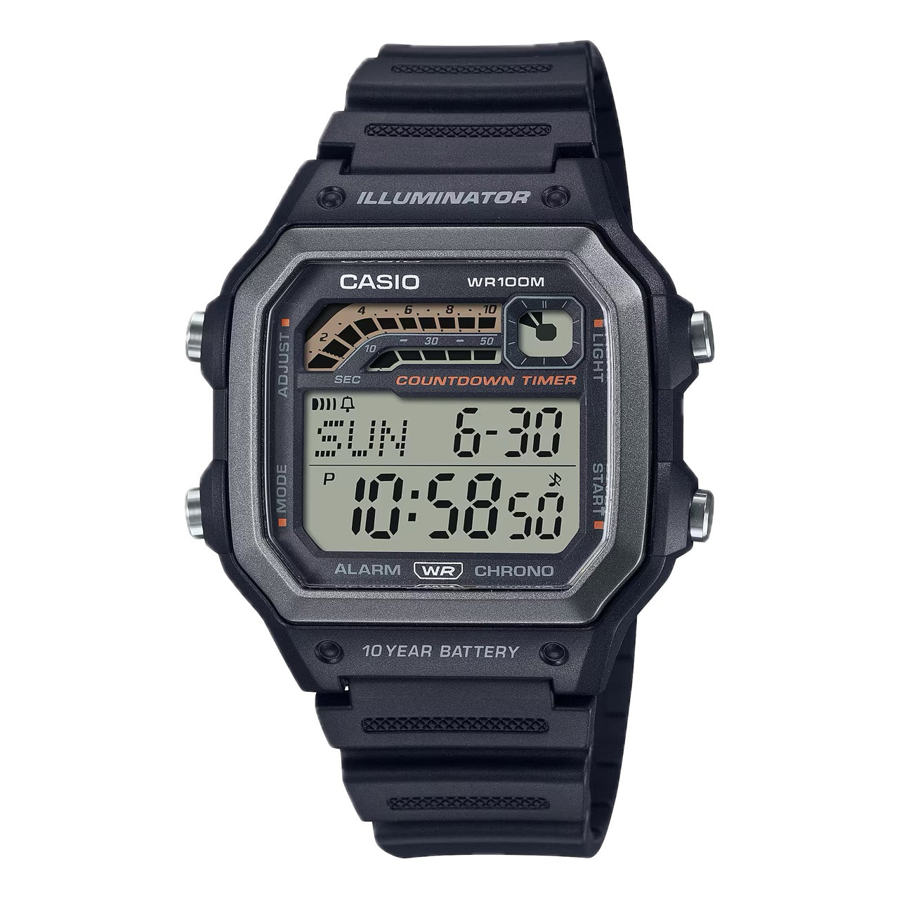 Casio Men Digital Watch with Black Resin Band - WS-1600H-1AVCF