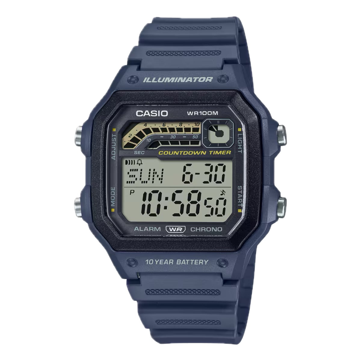 Casio Men Digital Watch with Blue Band  - WS-1600H-2AVCF