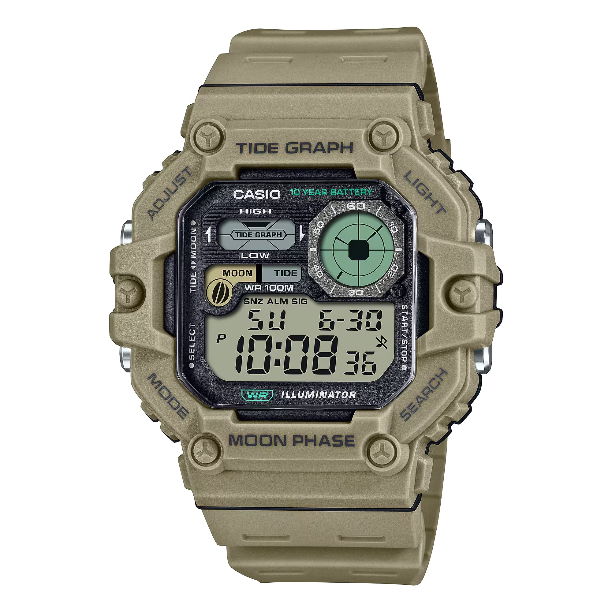 Casio Men Digital Watch Brown Resin Band - WS-1700H-5AVCF