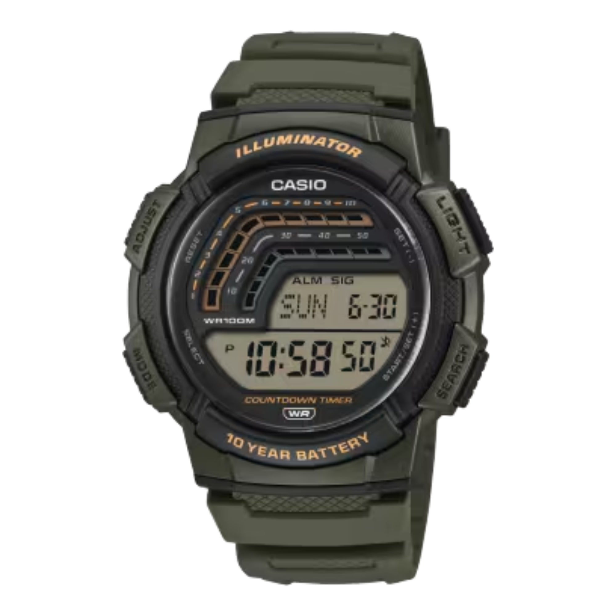 Casio Men Digital Sport Watch Green Resin Band - WS-1800-3AVCF