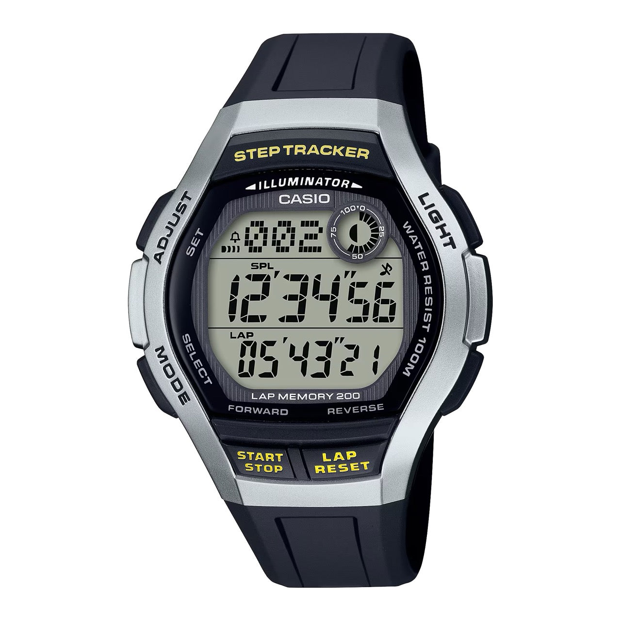 Casio Men Digital Watch with Black and Silver Accents- WS-2000H-1A2V