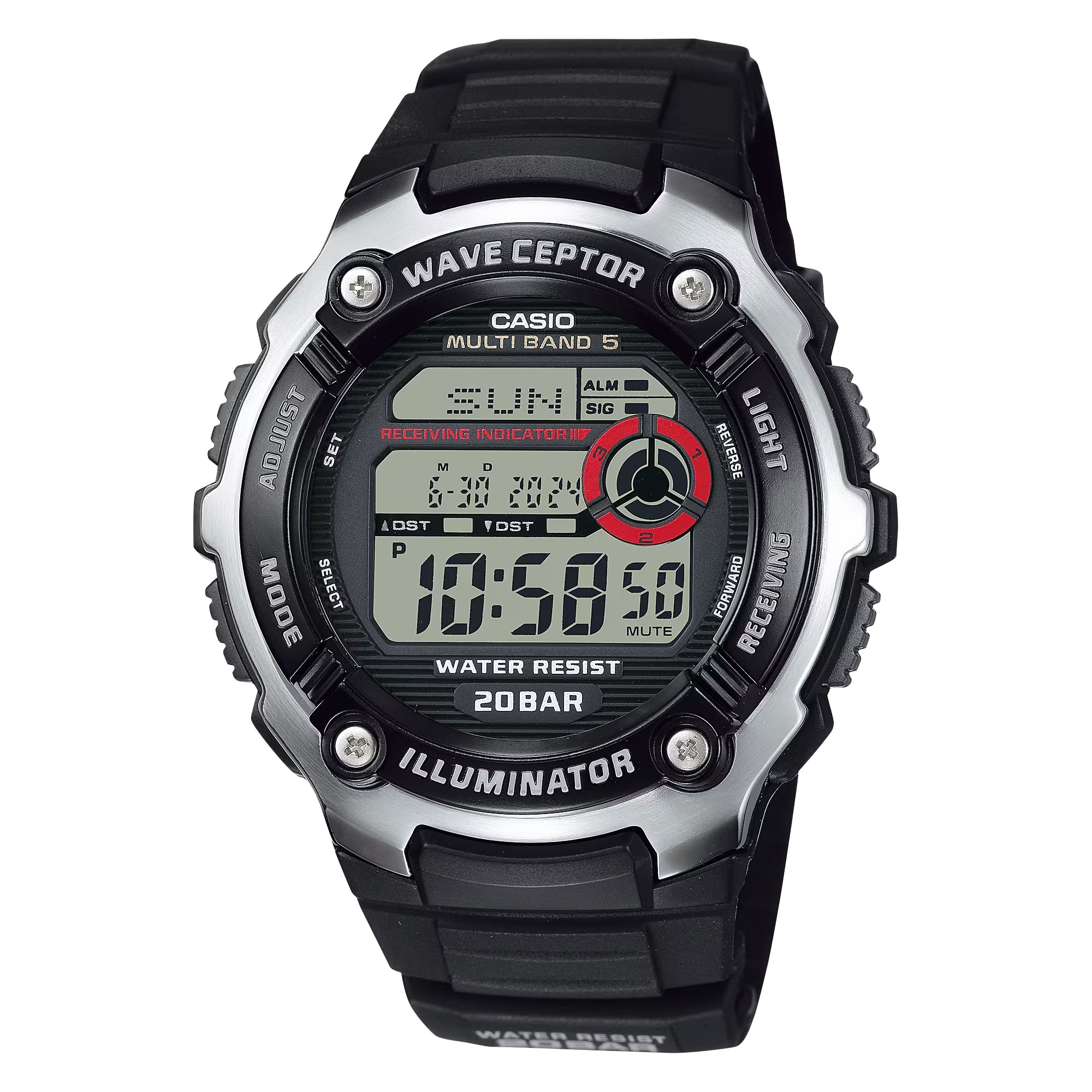 Casio Men Wave Ceptor Atomic Digital Watch with Black Dial - WV-200A-1AV