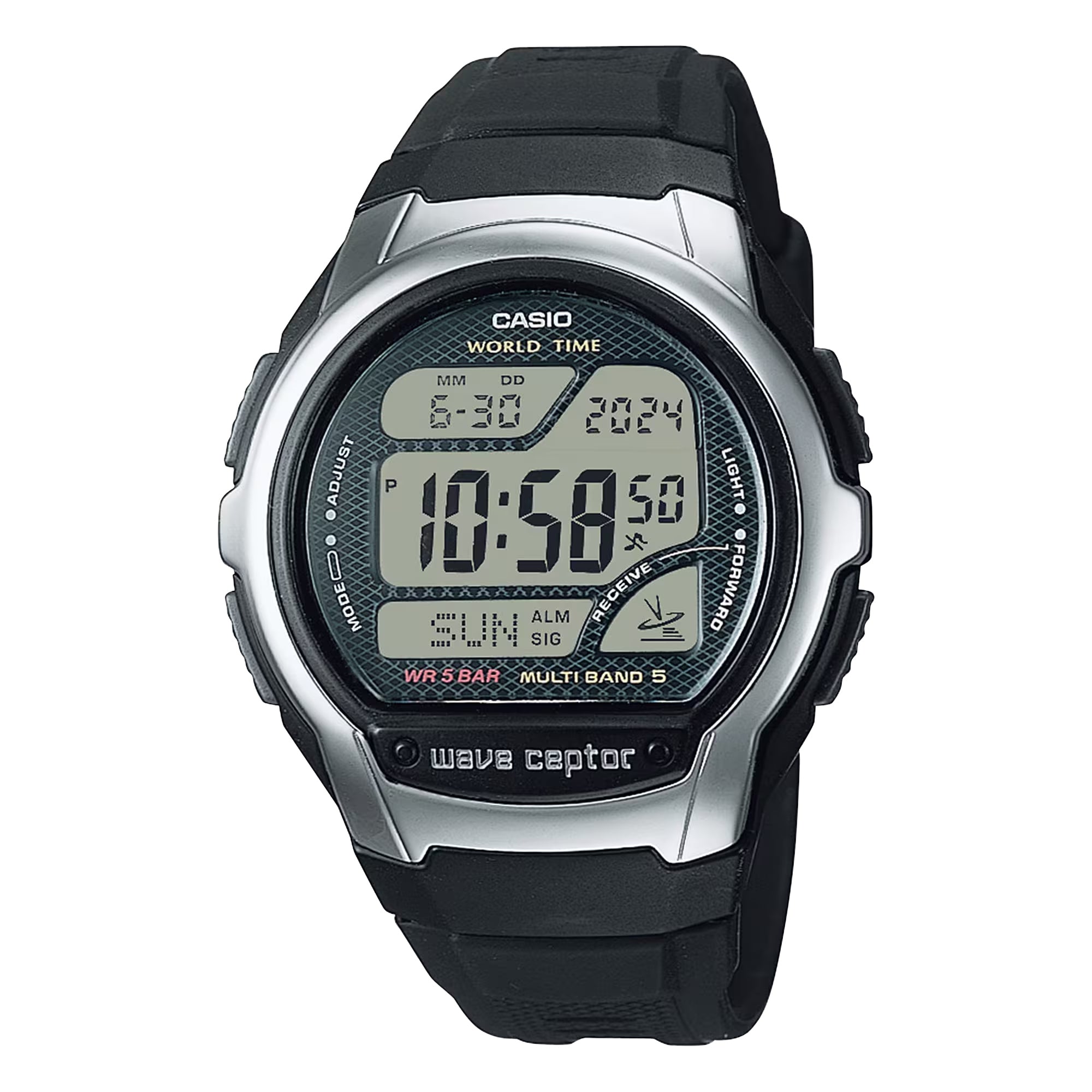 Casio Men Wave Ceptor World Time Digital Resin Strap Watch Black - WV-58A-1ACF